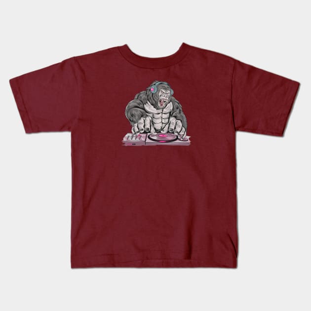 Gorilla DJ Kids T-Shirt by Happy Art Designs